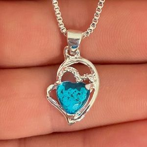S925 Silver Necklace with 925 Pendant and Blue Topaz Stone
